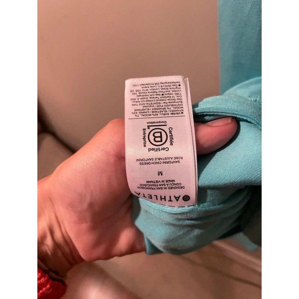Athleta Santorini Cinch Midi Dress sz MED Gulf Green Turquoise Stretch Soft NWOT - Picture 6 of 7